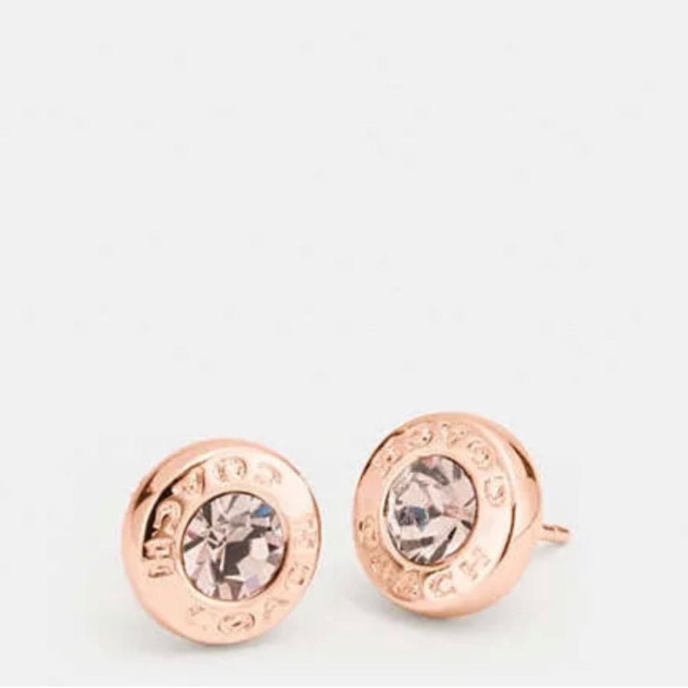 Coach Open Stone Circle Stud Earrings